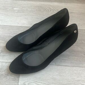 Calvin Klein Women’s Shoes Black Suede Wedge Pumps
